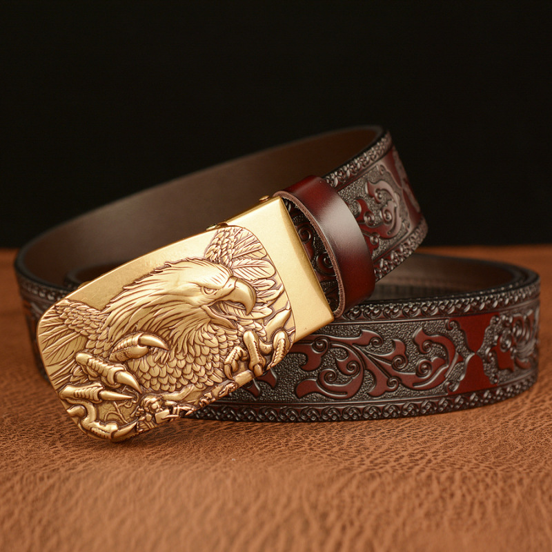アクセサリー KENFORD EMBOSSED LEATHER BELT PAISLEY Wholesale Men Fashion Casual Business Solid Color Embossed