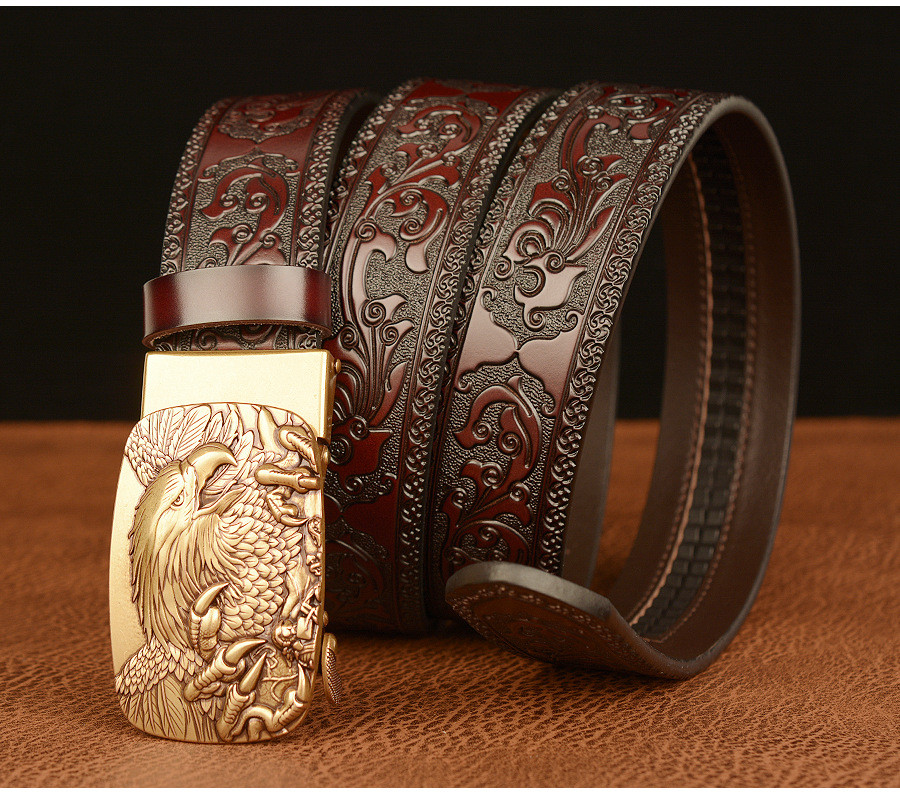 アクセサリー KENFORD EMBOSSED LEATHER BELT PAISLEY Wholesale Men Fashion Casual Business Solid Color Embossed