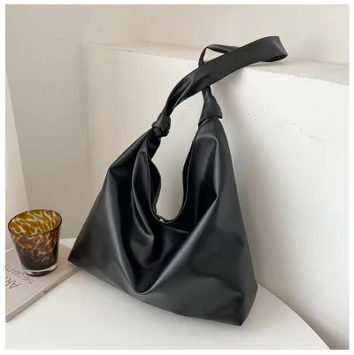 Women Fashionable Solid Color Large Capacity PU Shoulder Tote Bag