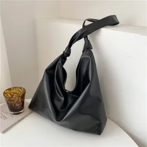 Women Fashionable Solid Color Large Capacity PU Shoulder Tote Bag