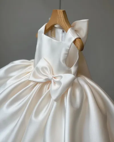 Kids Girls Clothing(3-14T) Fashion Party Cute Sweet Solid Color Bow Pleated Sleeveless Tutu Dress