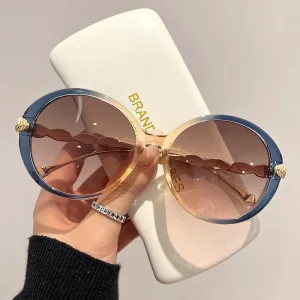 Women Fashion Round PC Full Frame Gradient Sunglasses Commuter