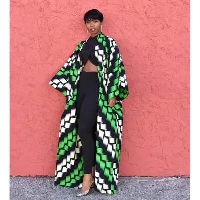 Women Plus Size Loose Printed Shacket Jacket Coat Cardigan