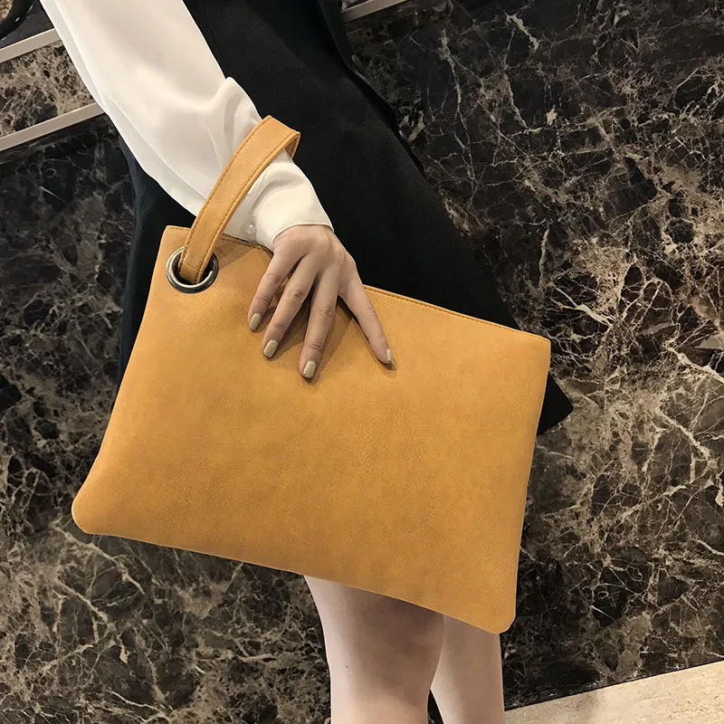 Women Fashionable Solid Color Large Capacity PU Clutch Purse Urban Simplicity