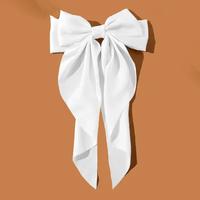 Women Fashion Solid Color Ribbon Red Big Bow Black Spring Hair Clip