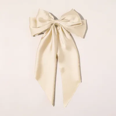 Women Fashion Solid Color Ribbon Red Big Bow Black Spring Hair Clip