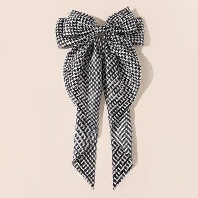 Women Fashion Solid Color Ribbon Red Big Bow Black Spring Hair Clip