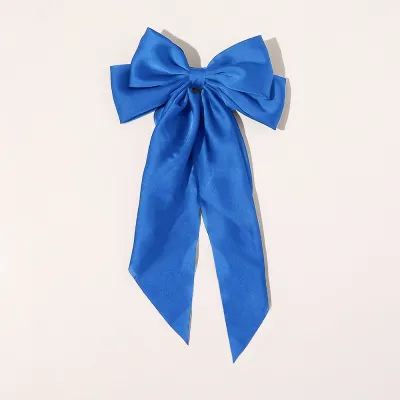 Women Fashion Solid Color Ribbon Red Big Bow Black Spring Hair Clip