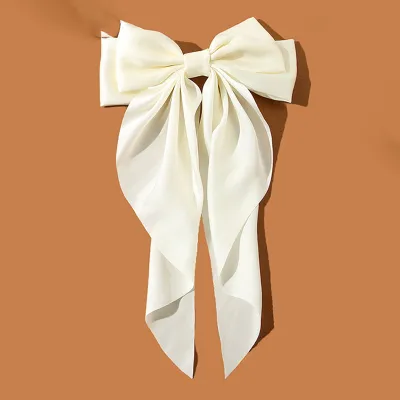 Women Fashion Solid Color Ribbon Red Big Bow Black Spring Hair Clip