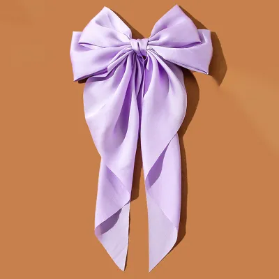 Women Fashion Solid Color Ribbon Red Big Bow Black Spring Hair Clip
