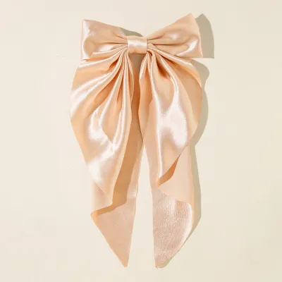 Women Fashion Solid Color Ribbon Red Big Bow Black Spring Hair Clip