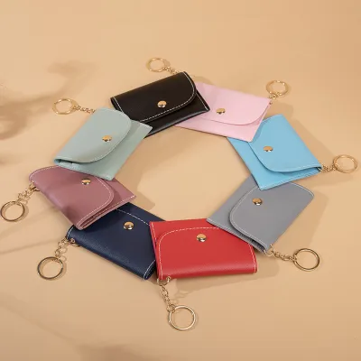 Neutral Fashion Solid Color Flip Magnetic Buckle Mini PU Wallet