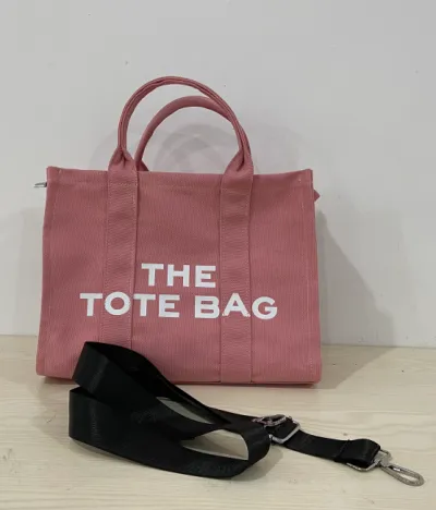 Women Fashionable Solid Color Large Capacity Letter Canvas Tote Bag