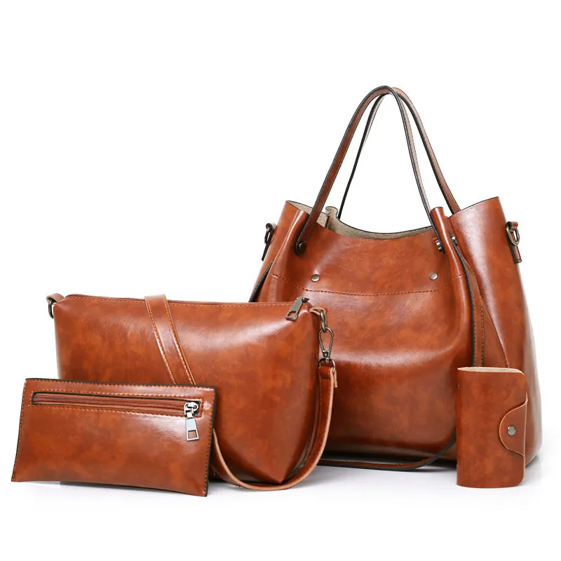 Women Retro Solid Color Large Capacity PU Shoulder Bag