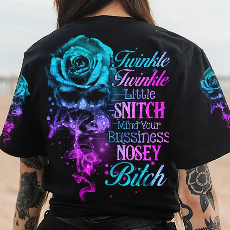 Halloween Women Gothic Skull Butterfly Graphic Printed Crewneck Short Sleeve T-Shirt