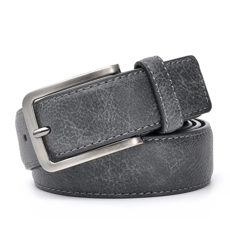 Men's Fashion Casual Business Vintage Solid Color Versatile PU Metal Buckle Belt