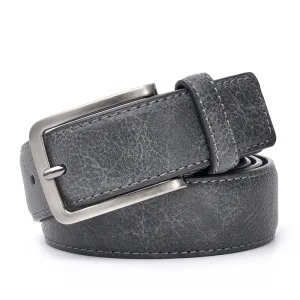 Men's Fashion Casual Business Vintage Solid Color Versatile PU Metal Buckle Belt