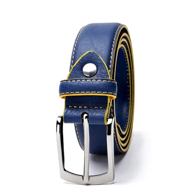 Men's Fashion Casual Business Vintage Solid Color Versatile Cowhide Metal Buckle Belt