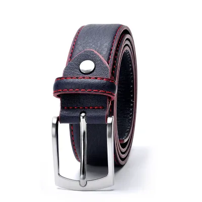 Men's Fashion Casual Business Vintage Solid Color Versatile Cowhide Metal Buckle Belt