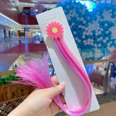 Kids Girls Fashion Cute Sweet Party Candy Color Cartoon Wig Defense Hair Clips Crown Duckbill Clip for Children