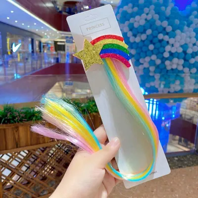 Kids Girls Fashion Cute Sweet Party Candy Color Cartoon Wig Defense Hair Clips Crown Duckbill Clip for Children