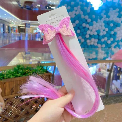 Kids Girls Fashion Cute Sweet Party Candy Color Cartoon Wig Defense Hair Clips Crown Duckbill Clip for Children