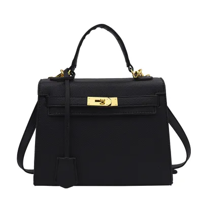 Women Fashion Solid Color Square PU Handle Crossbody Bag