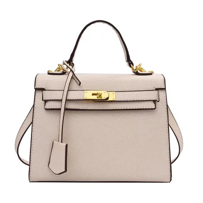 Women Fashion Solid Color Square PU Handle Crossbody Bag