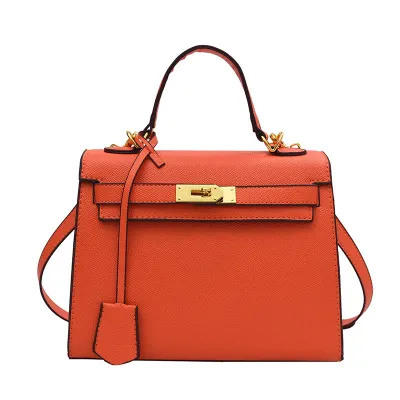 Women Fashion Solid Color Square PU Handle Crossbody Bag