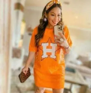 Women Fashion Casual Round Neck Letter Printed Sequin T-Shirt