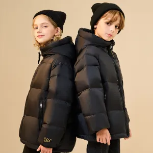 Kids Toddler Big Girls Boys Winter Fashion Casual Solid Color Zipper Stand Collar Hooded Down Coat
