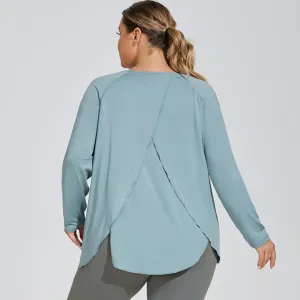 Women Plus Size Sports Top Solid Color Back Split Milk Fiber