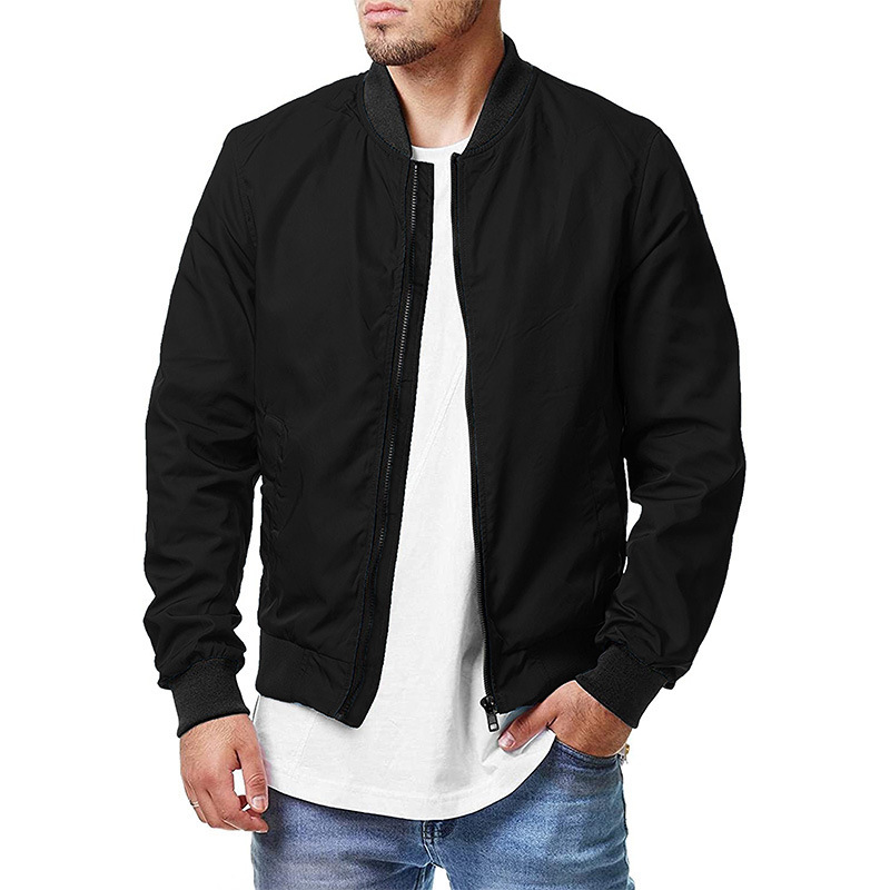 Wholesale Men Casual Plus Size Plain Collar Zip Jacket Coat