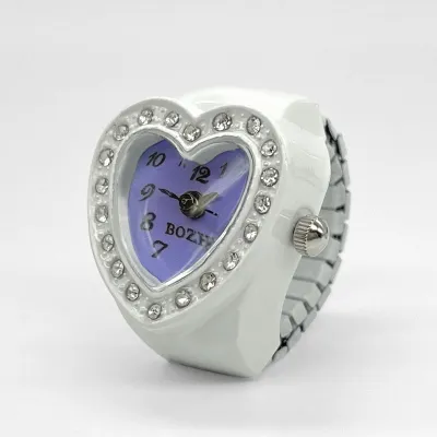 Neutral Fashion Heart Rhinestone Quartz Mini Ring Watch