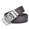 Blue Eye Wolf Head Silver Buckle Brown Band