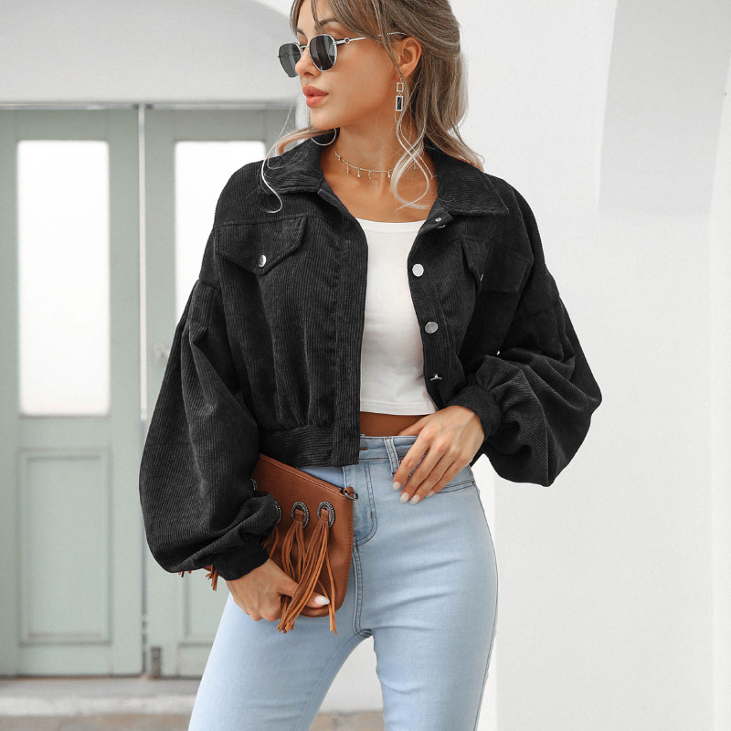美品✨【ALUDE】black corduroy short jacket 28