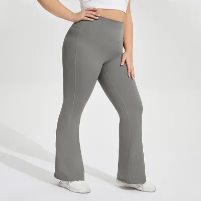 Women Plus Size Solid Color Stretch Hip Fitness Yoga Pants