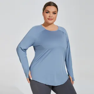 Women Plus Size Breathable Loose Sports Long Sleeve Top