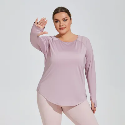 Women Plus Size Breathable Loose Sports Long Sleeve Top