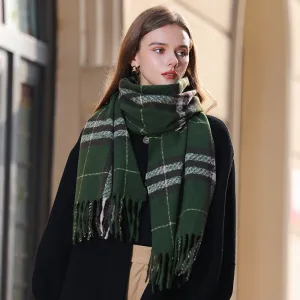 Women Fashion Autumn And Winter Double-Sided Warm Imitation Cashmere Knitted Scarf