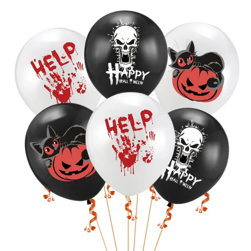 Fashion Halloween Party Scene Decoration Skull Head Pumpkin Lantern Cat Latex Balloon