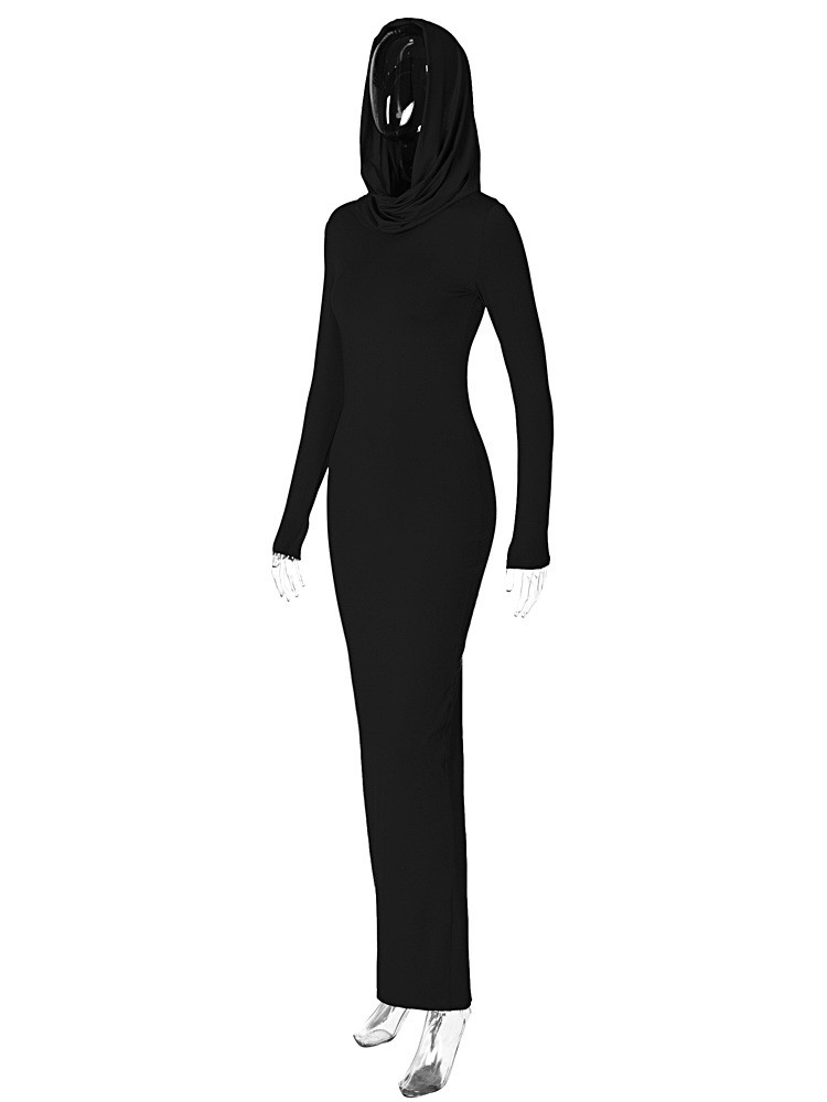 Wholesale Women Fashion Solid Color Slim Back Split Hooded