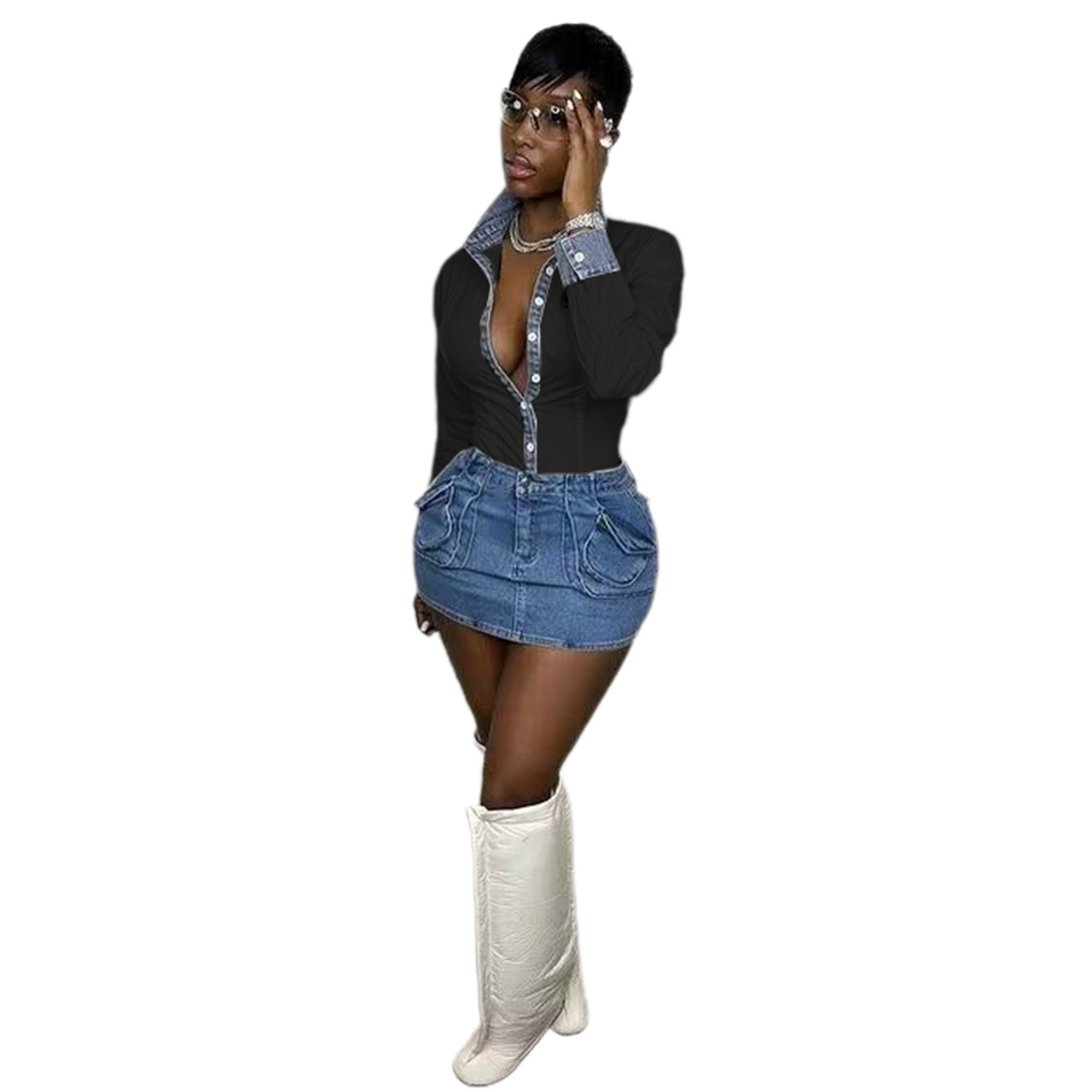 Wholesale Women Fashion Office Shirt Button Long Sleeve