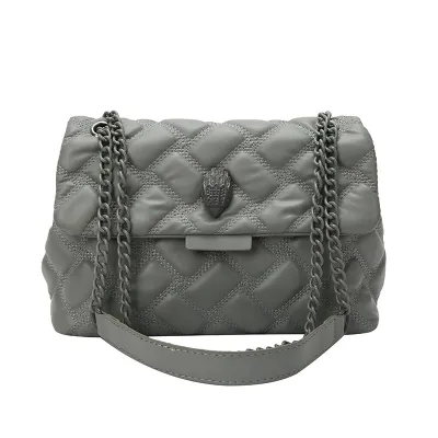 Women Fashion Solid Color Rhombic Clad Flap Square Chain Shoulder Crossbody Bag