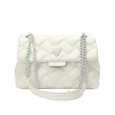 Women Fashion Solid Color Rhombic Clad Flap Square Chain Shoulder Crossbody Bag