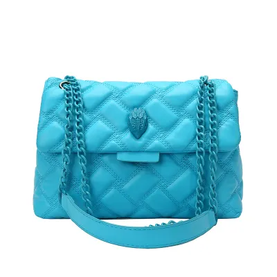 Women Fashion Solid Color Rhombic Clad Flap Square Chain Shoulder Crossbody Bag