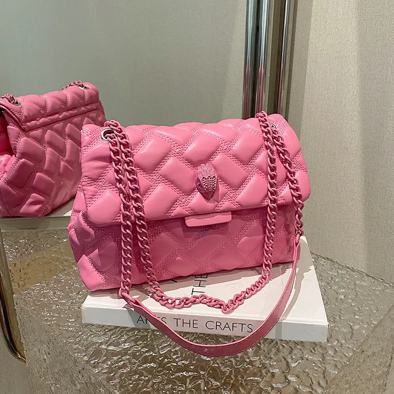 Women Fashion Solid Color Rhombic Clad Flap Square Chain Shoulder Crossbody Bag