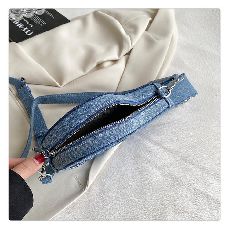 Wholesale Women Fashion Creative Denim Guitar Shape Zipper