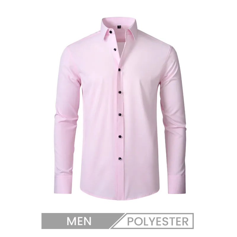 Men Fashion Casual Business Solid Color Button Lapel Long Sleeve Short Sleeve Dress Shirt Custom