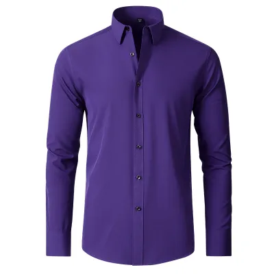 Men Fashion Casual Business Solid Color Button Lapel Long Sleeve Short Sleeve Dress Shirt Custom
